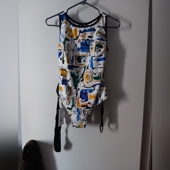 NWT SHAN Belted One Piece Beverly Multicolor Print Swim Suit 10 - Picture 5 of 9